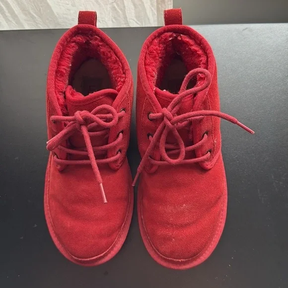UGG Womens Neumel Boots Samba Red Suede Lace Up Ankle Chukka Shoes Size 8 - Picture 3 of 6